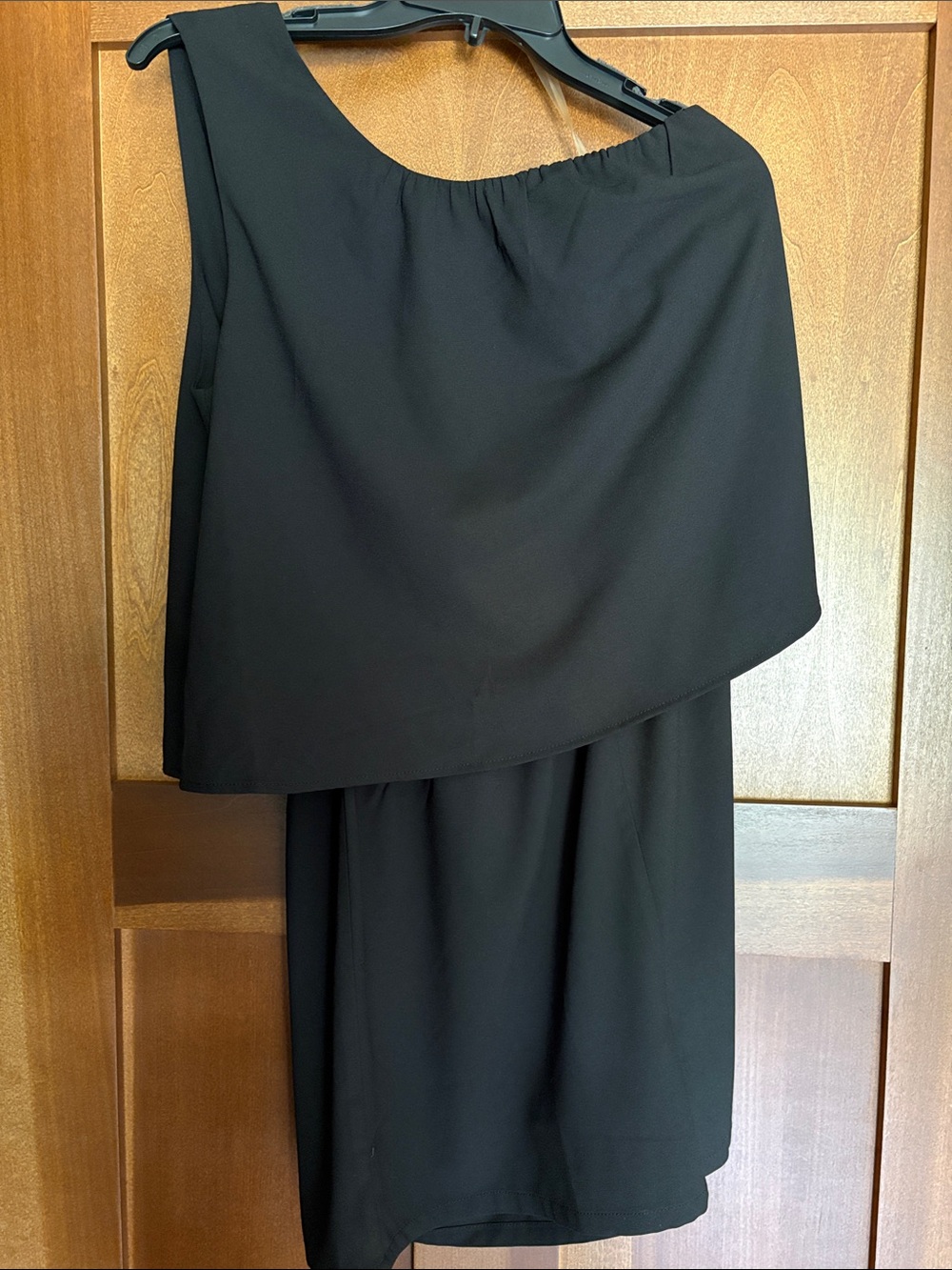 NWT Black One-Shoulder Overlay Cocktail Romper